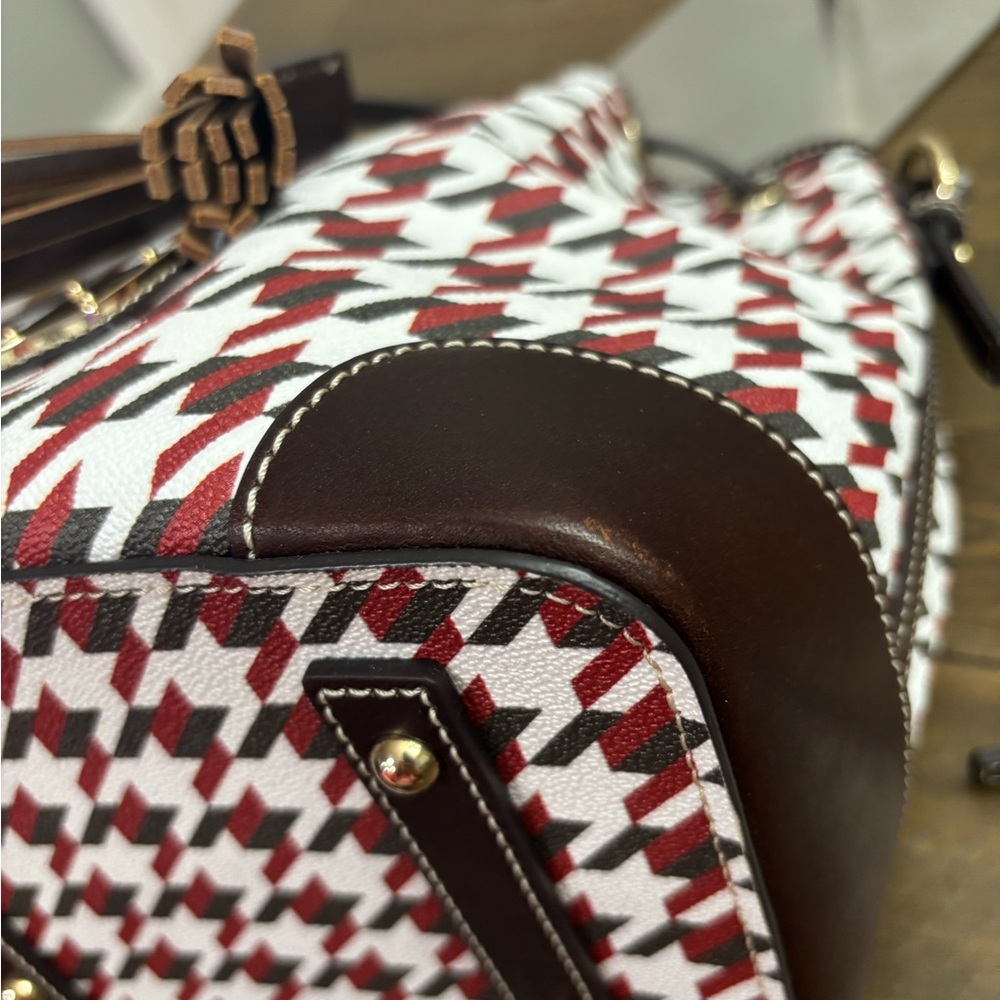 Dooney & Bourke Houndstooth Drawstring Crossbody Bucket Bag - Picture 6 of 14